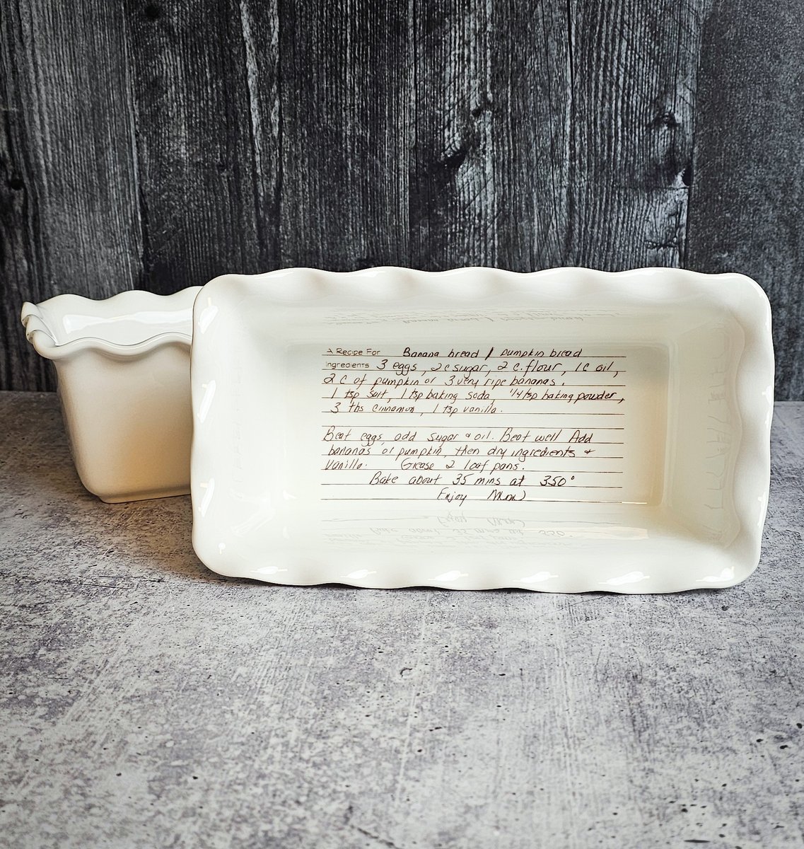 Ceramic Loaf Pan with Recipe ArtSmith