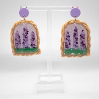 Image 1 of Gold Framed Lavender Arch Earrings