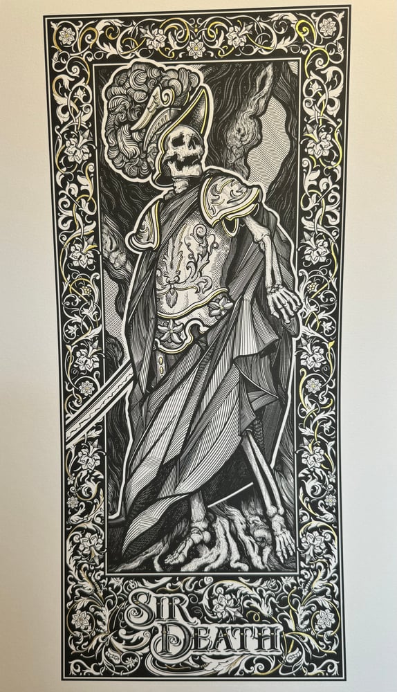 Image of Sir Death Tall Hand Embellished Print 2