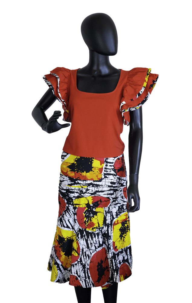 Image of Upcycle Two-Piece Skirt Set - Red