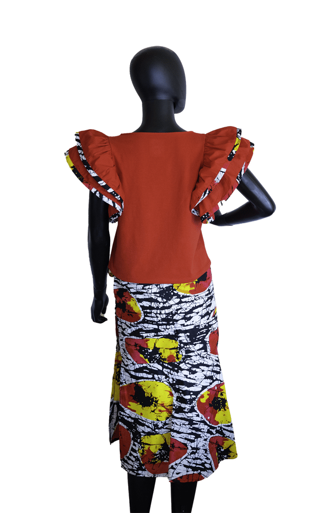 Image of Upcycle Two-Piece Skirt Set - Red