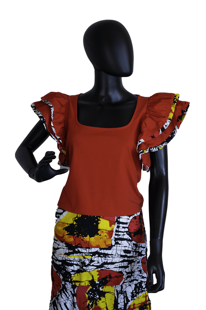 Image of Upcycle Two-Piece Skirt Set - Red