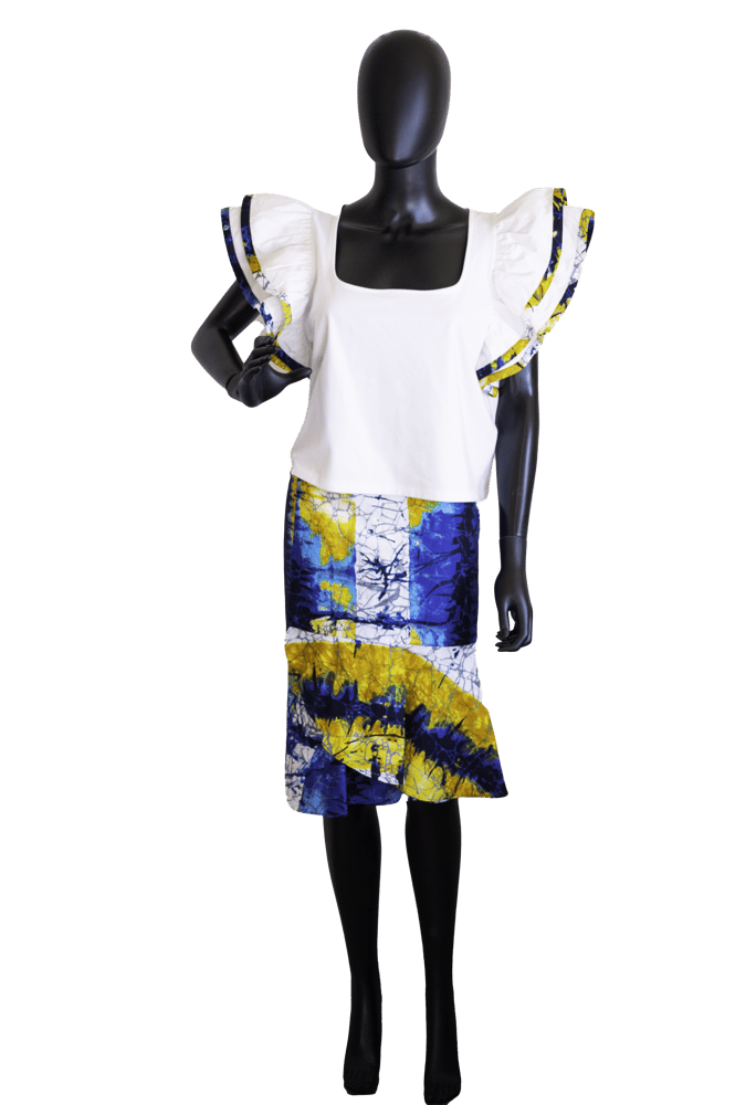 Image of Upcycle Two-Piece Skirt Set - Blue