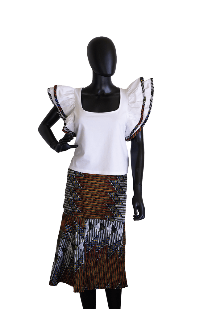 Image of Upcycle Two-Piece Skirt Set - Brown