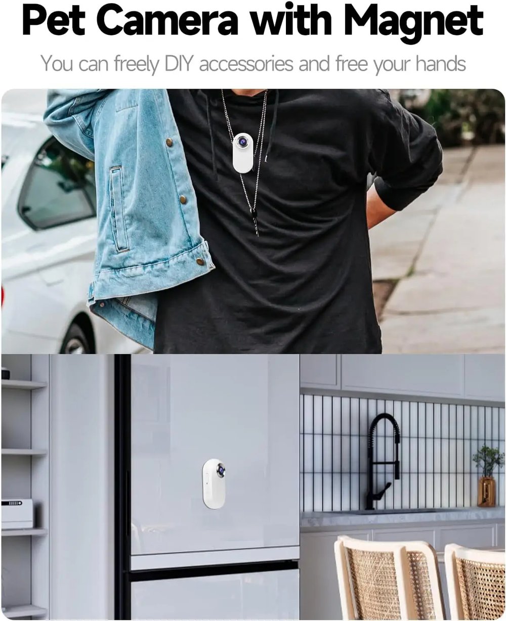 1080P Pet Collar HD Camera with Video Recording Wireless Mini Body Cam for Indoor/Outdoor