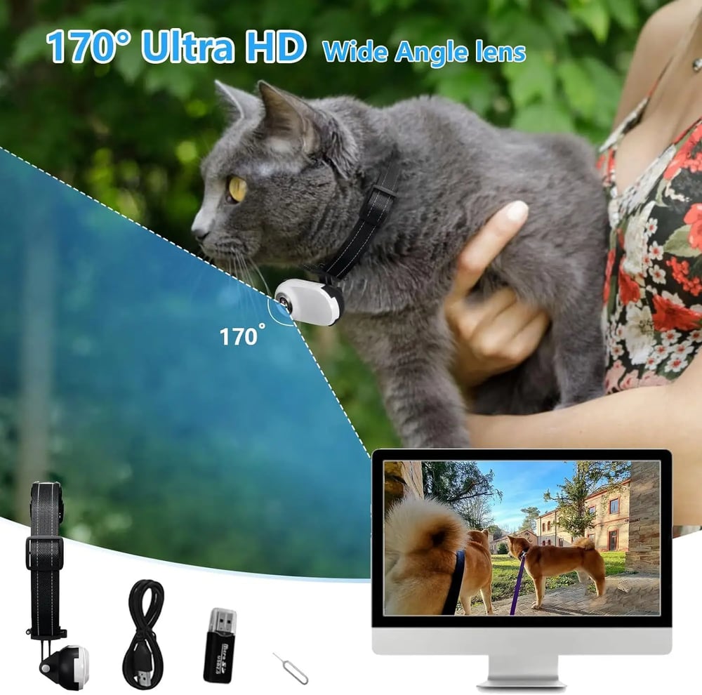 1080P Pet Collar HD Camera with Video Recording Wireless Mini Body Cam for Indoor/Outdoor