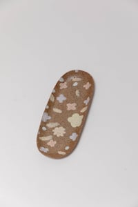 Image 3 of Long Oval Catchall - Pastel Flowers on Sandy Clay