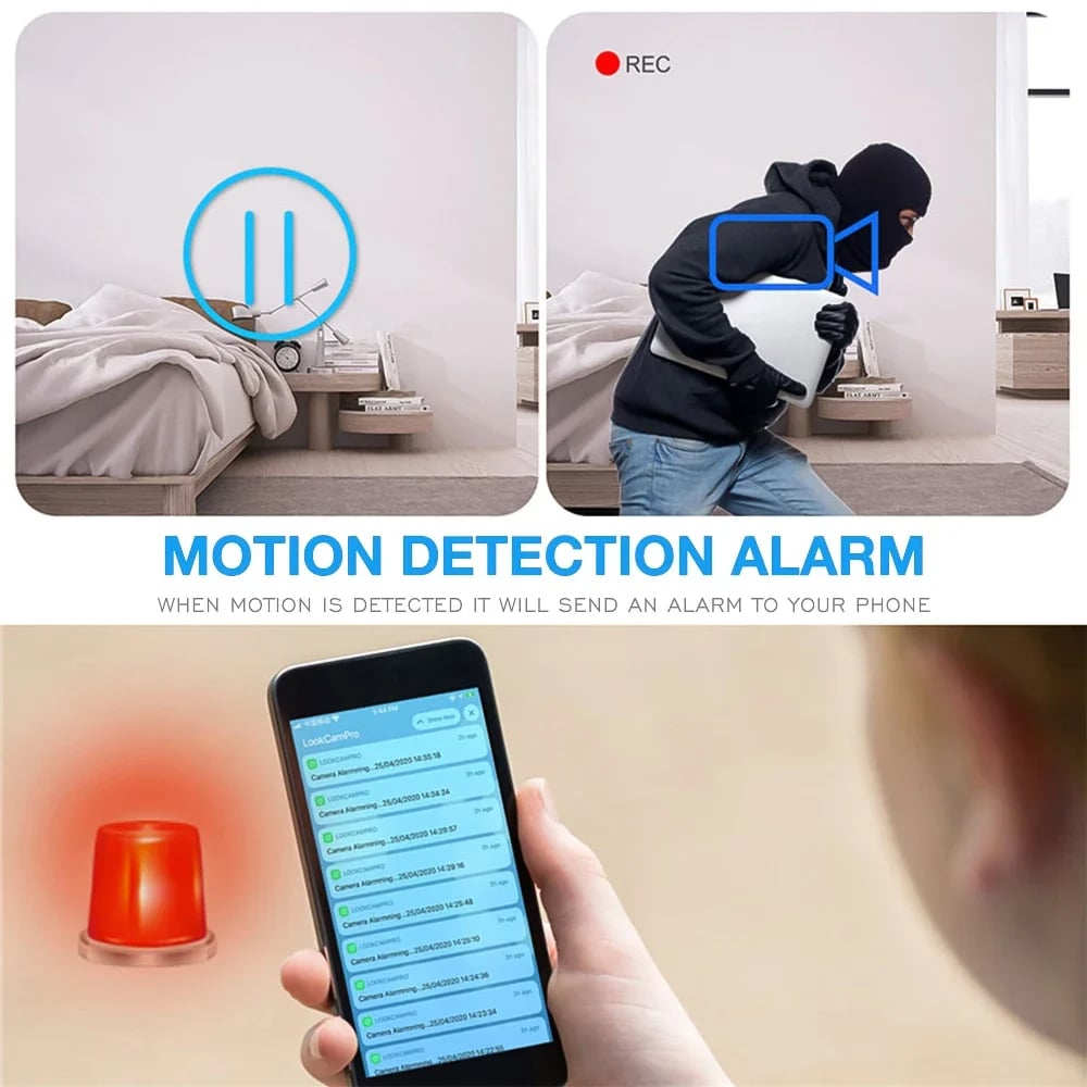 HD 1080P Wifi Alarm Clock Camera With Temperature Humidity Monitor