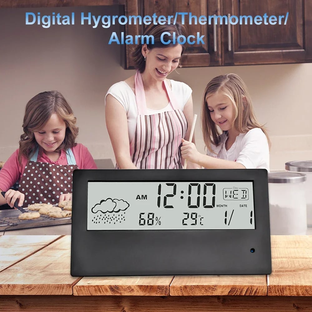 HD 1080P Wifi Alarm Clock Camera With Temperature Humidity Monitor