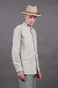 Image 6 of BED SHIRT - Ecru+brown Stripe £195.00