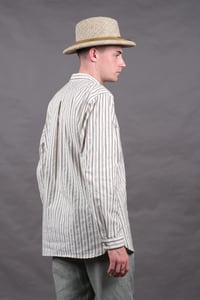 Image 9 of BED SHIRT - Ecru+brown Stripe £195.00