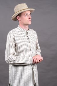 Image 10 of BED SHIRT - Ecru+brown Stripe £195.00