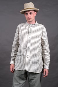 Image 12 of BED SHIRT - Ecru+brown Stripe £195.00