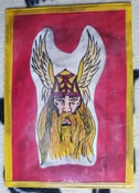 Image of original vintage antique unknown biker 1%er viking badass tattoo flash 6x9 +lam