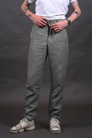 Image of PEAKY BLINDER TROUSER - Lichen linen £265.00