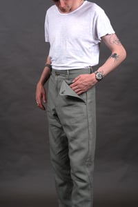 Image 8 of PEAKY BLINDER TROUSER - Lichen linen £265.00