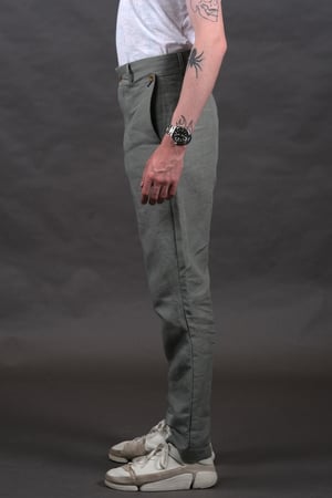 Image of PEAKY BLINDER TROUSER - Lichen linen £265.00