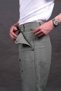 Image 11 of PEAKY BLINDER TROUSER - Lichen linen £265.00