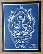 Image of 1920s antique percy waters detroit devil demon blue tattoo flash 11x14 print