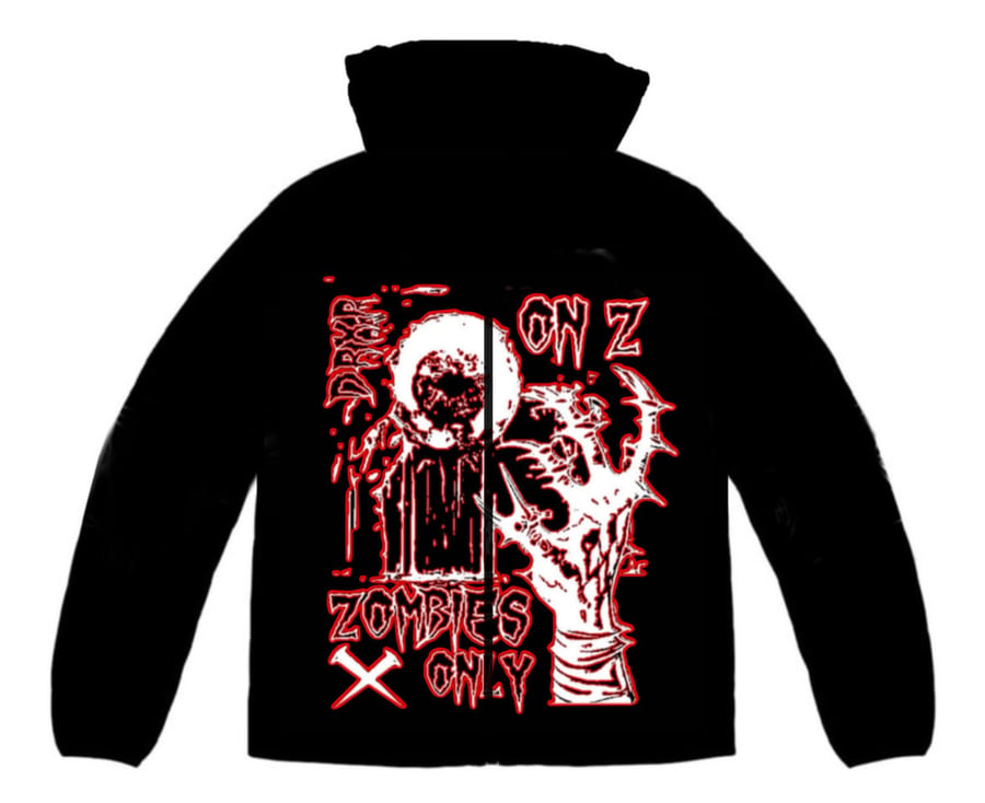 Image of ON Z YDTHEILLEST PUFFER JACKET BLACK AND RED