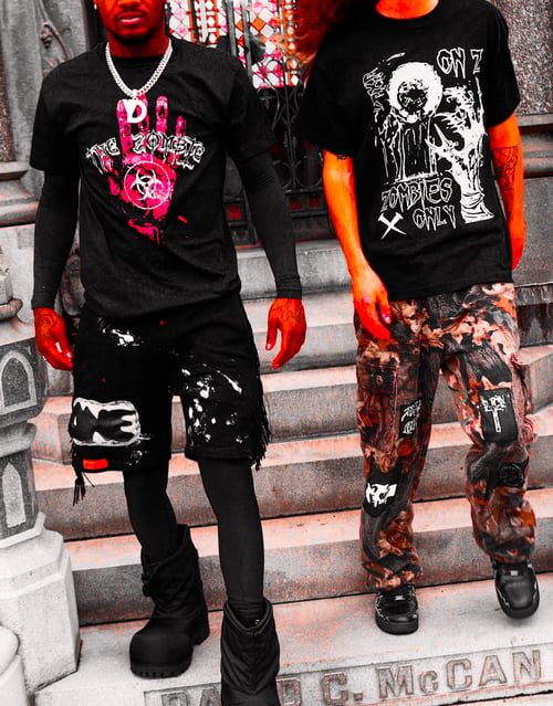 Image of THE ZOMBIE YDTHEILLEST RED AND BLACK SHIRT