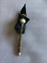 Image 3 of Spiteful Sorceress Horror Head Wooden Handcrafted Pencil Spooky Halloween Stationery 