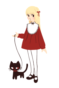 Girl and Cat Sticker