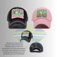 Image 1 of Happy People Play Pickleball Embroidered Baseball Cap, Pickleball Lover Hat for Women