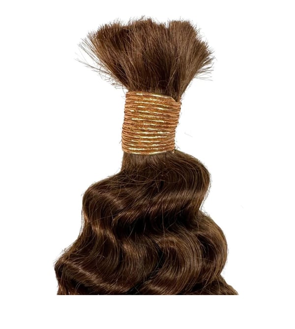 Image of Deep Wave Bulk Human Braiding Hair (Medium Brown)