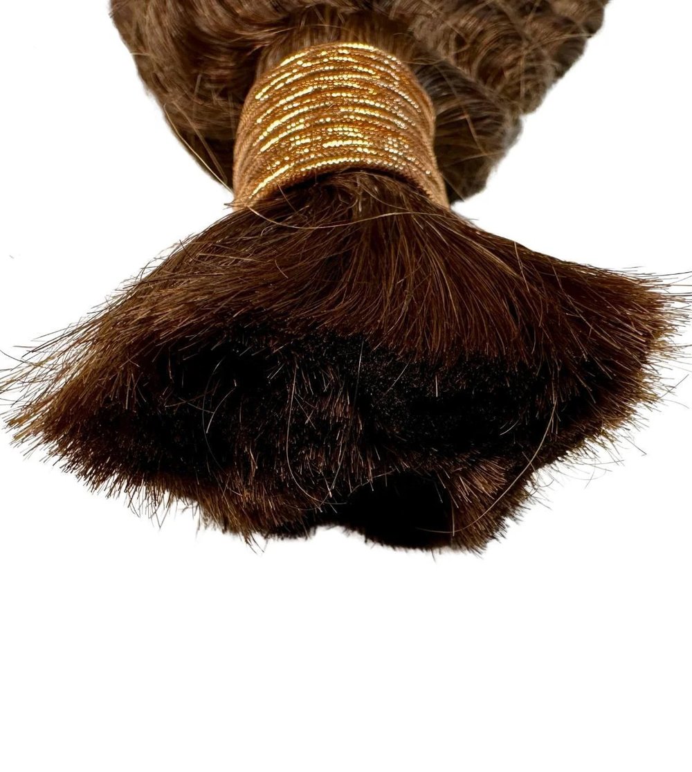 Image of Deep Wave Bulk Human Braiding Hair (Medium Brown)