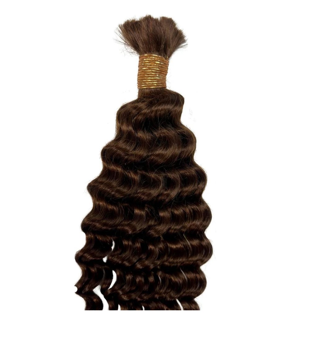 Image of Deep Wave Bulk Human Braiding Hair (Medium Brown)