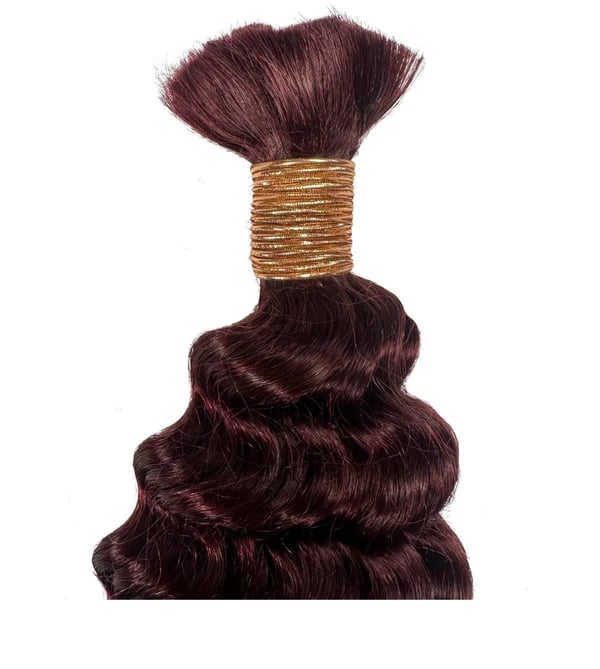 Image of Deep Wave Bulk Human Braiding Hair (Burgundy)
