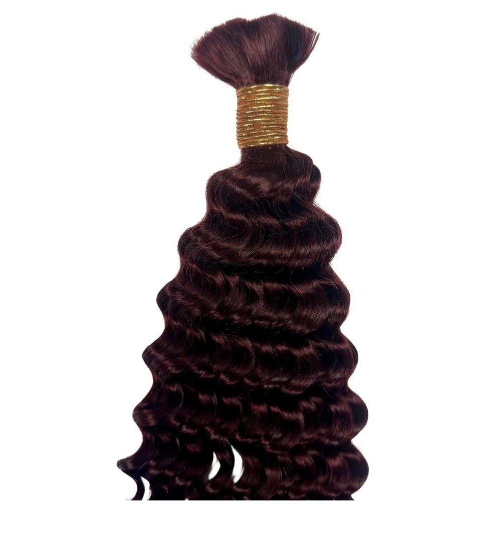 Image of Deep Wave Bulk Human Braiding Hair (Burgundy)