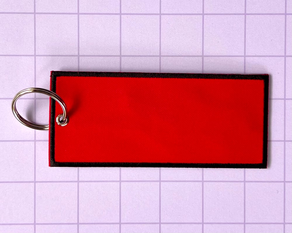 Image of Live fast eat trash possum embroidered keychain