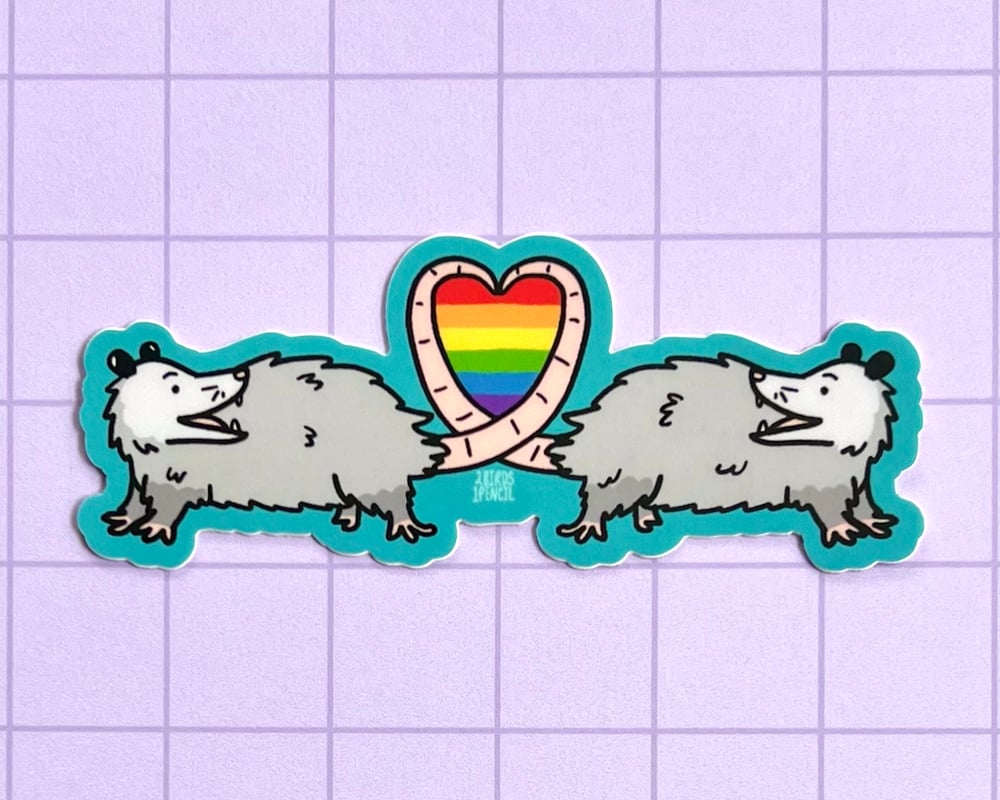 Image of Pride possum heart vinyl sticker