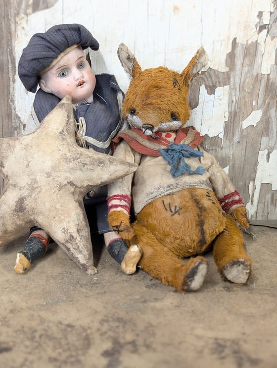 Image of Old Sailor FOX - 7.5" Vintage Style FOX in handmade detailed sailor outfit  by Whendi's Bears...