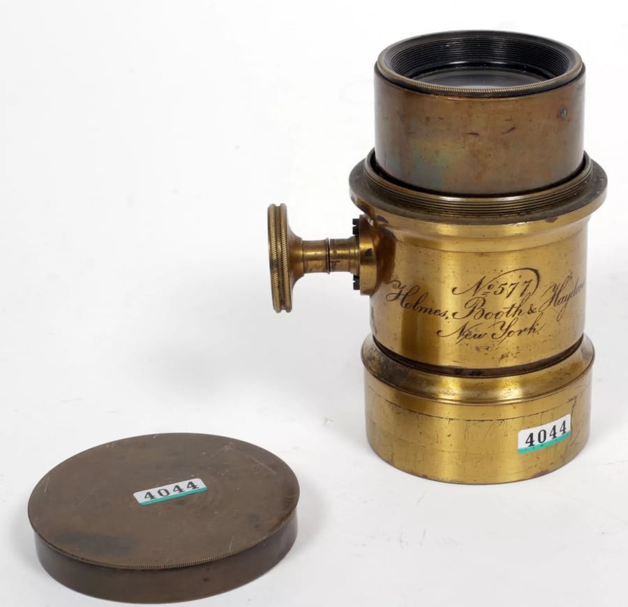 Image of Holmes Booth & Haydens brass Petzval lens No. 577 #4044