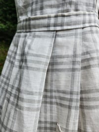 Image 2 of Linen Pinafore Apron in White & Grey Plaid