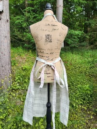 Image 4 of Linen Pinafore Apron in White & Grey Plaid