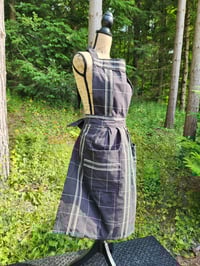 Image 3 of Heavy Cotton Pinafore Apron in Black Windowpane 