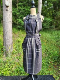 Image 4 of Heavy Cotton Pinafore Apron in Black Windowpane 