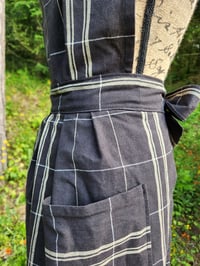 Image 2 of Heavy Cotton Pinafore Apron in Black Windowpane 