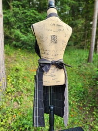 Image 5 of Heavy Cotton Pinafore Apron in Black Windowpane 