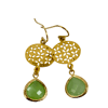 LAST PAIR - Gold Filigree Mint Drop Earrings