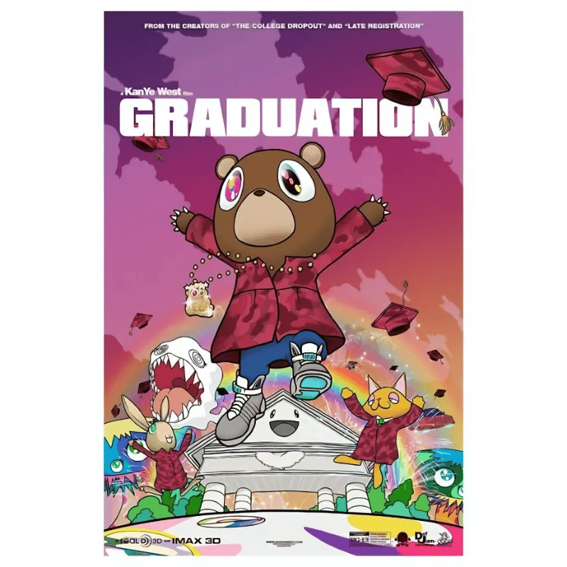 Image of Kanye West Graduation Bear Cavnas - Iconic Graduation Album Cover Art Poster Print