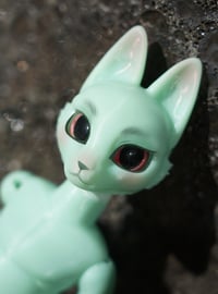 Image 1 of Miniature Shapeshifter "Kitty" Ball Jointed Doll Blank Base (Seafoam Green, Slim Body)