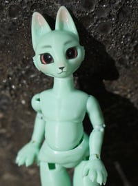 Image 1 of Miniature Shapeshifter "Kitty" Ball Jointed Doll Blank Base (Seafoam Green, Chubby Body)