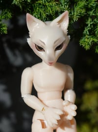 Image 1 of Miniature Shapeshifter "Fox" Ball Jointed Doll Blank Base (Light Cream, Slim Body)