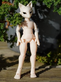 Image 3 of Miniature Shapeshifter "Fox" Ball Jointed Doll Blank Base (Light Cream, Chubby Body)