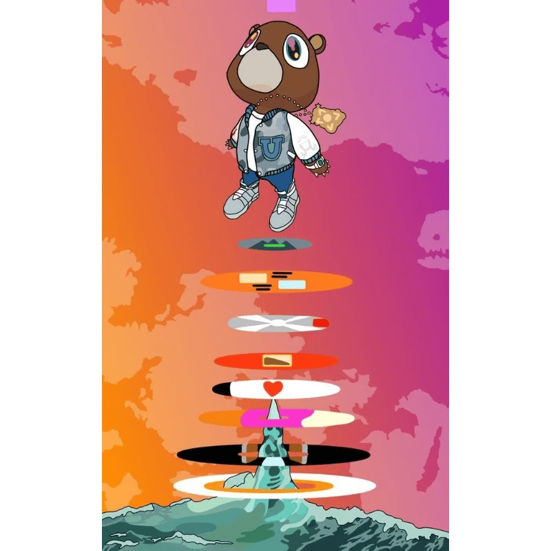 Image of Kanye West Poster: "Graduation" Bear Soaring - Celebrating Album Legacy Canvas